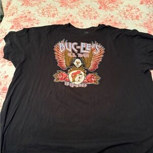 Black Graphic Tee with Eagle and Roses